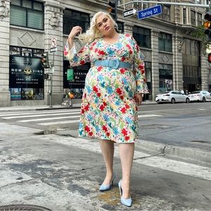 ELOQUII - Floral MIDI Dress Satin - Size 20